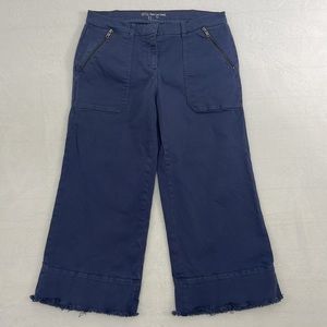 Peace Love World Blue Wide Leg Cropped Heavy Twill Pants sz 12